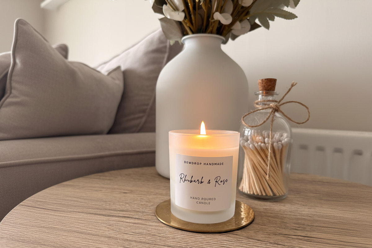 Rhubarb & Rose Soy Wax Candle
