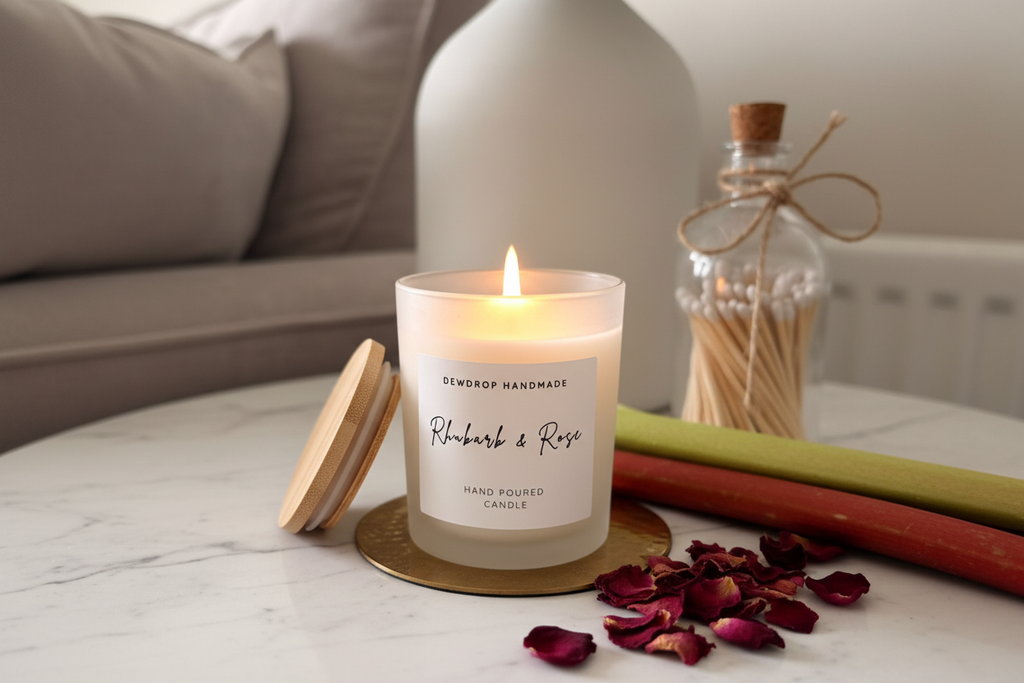 Rhubarb & Rose Soy Wax Candle