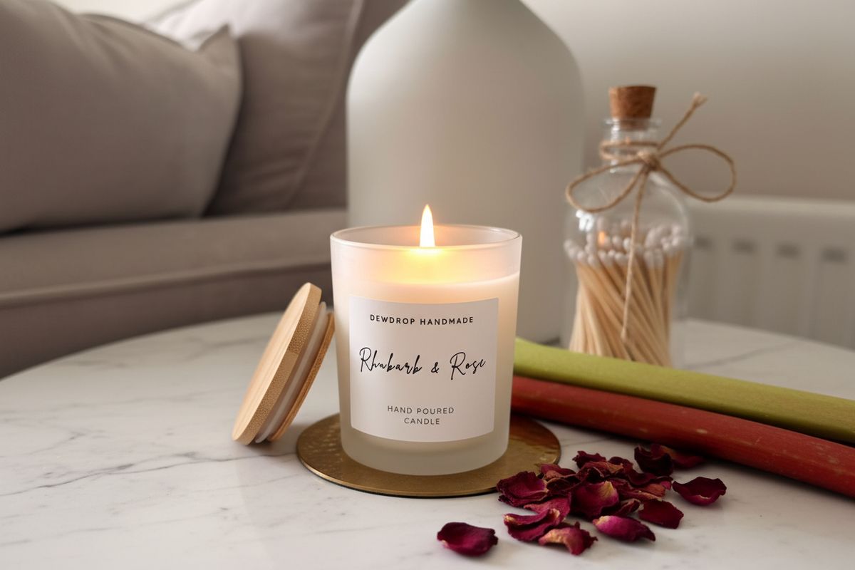 Rhubarb & Rose Soy Wax Candle